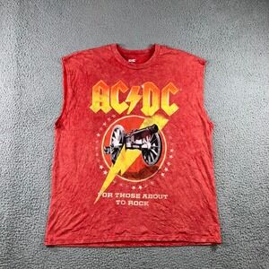 AC/DC Muscle Tee Men XL Red For Those About to Rock Cannon Graphic Tank Top